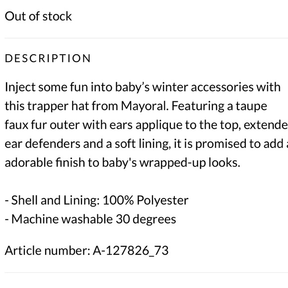 Mayoral Faux Fur Bear Trapper - Picture 8 of 8